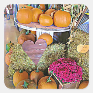 Pumpkins and  Heart Halloween Stickers