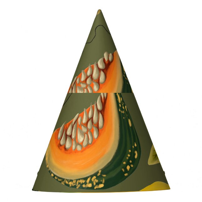 Pumpkins and Leaves: Autumn Greenery Party Hat (Front)