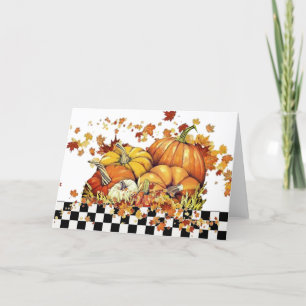 Pumpkins and leaves holiday card