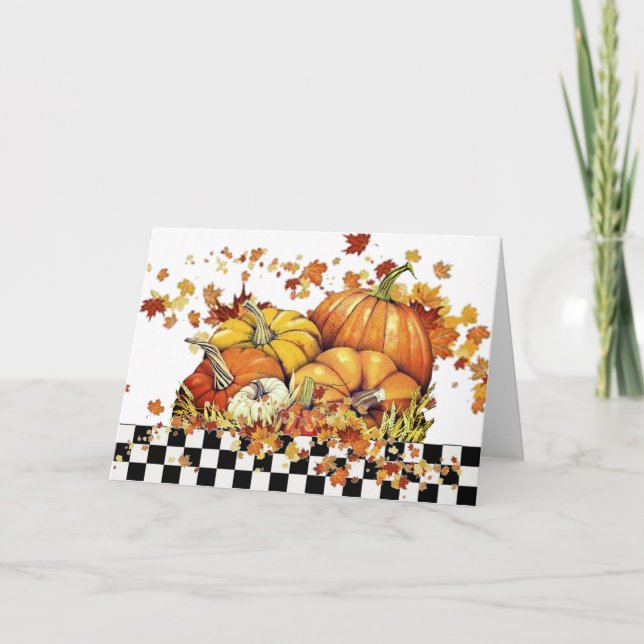Pumpkins and leaves holiday card (Front)