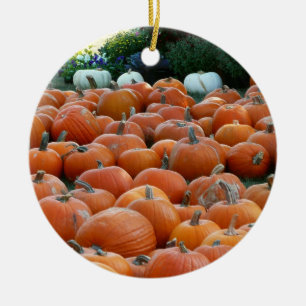 Pumpkins and Mums Autumn Harvest Photography Ceramic Ornament