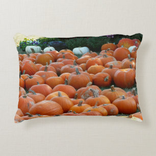 Pumpkins and Mums Autumn Harvest Photography Decorative Pillow