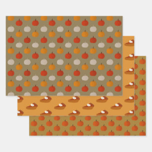 Pumpkins and Pie Autumn Variety Wrapping Paper Sheet