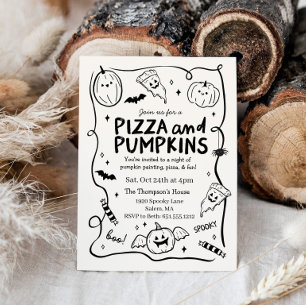 Pumpkins and Pizza Kids Halloween Party Invitation