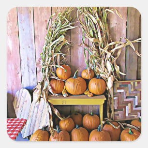 Pumpkins and  Quilt Halloween Stickers