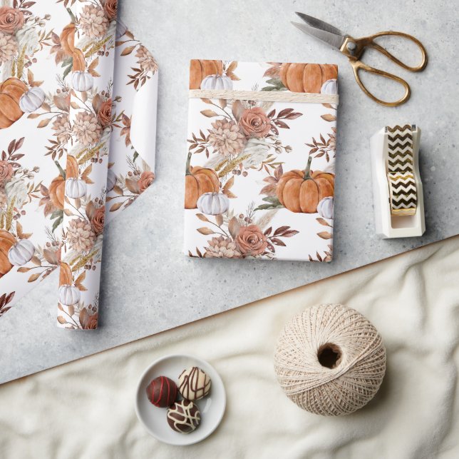 Pumpkins and Roses Wrapping Paper (Crafts)