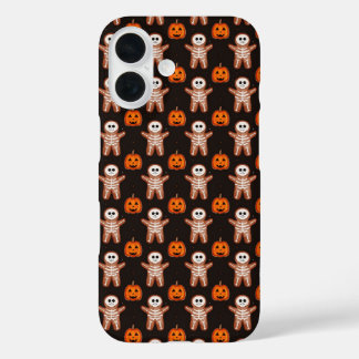 Pumpkins and Skeleton Gingerbread Halloween Design iPhone 16 Case