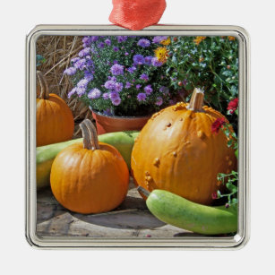 Pumpkins and Squash Metal Ornament