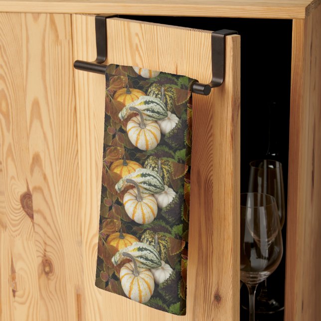 Pumpkins and Squash Still Life Pattern Kitchen Towel (Thirds Fold)