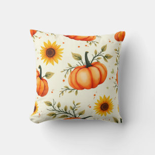 Pumpkins and Sunflowers, Author Natasha Us   Throw Pillow