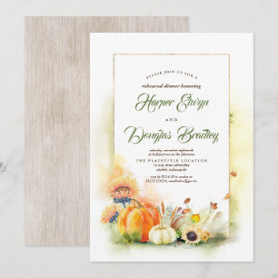 Pumpkins and Sunflowers Fall Rehearsal Dinner Invitation