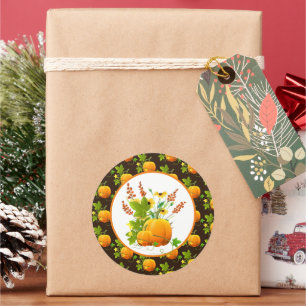 Pumpkins and Sunflowers Fall Season Classic Round Sticker