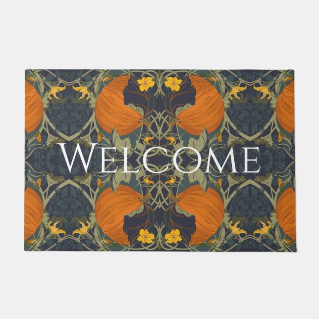Pumpkins and Vines Welcome Door Mat (Front)