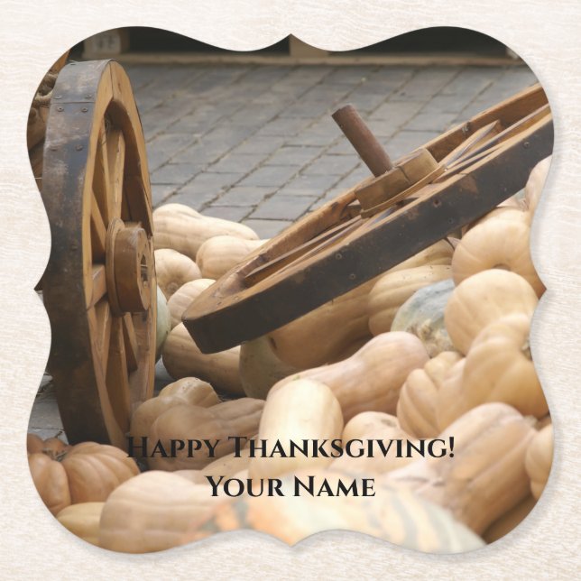 Pumpkins and Wheel Paper Coaster (Front)