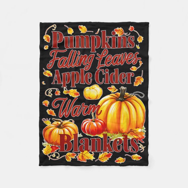 Pumpkins Apple Cider Warm Blankets Leaves Fall Hal (Front)