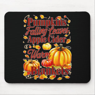 Pumpkins Apple Cider Warm Blankets Leaves Fall Hal Mouse Pad