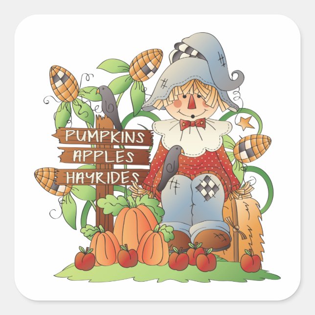 Pumpkins Apples Hayrides Square Sticker (Front)