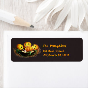 Pumpkins at Cards Halloween Labels Red