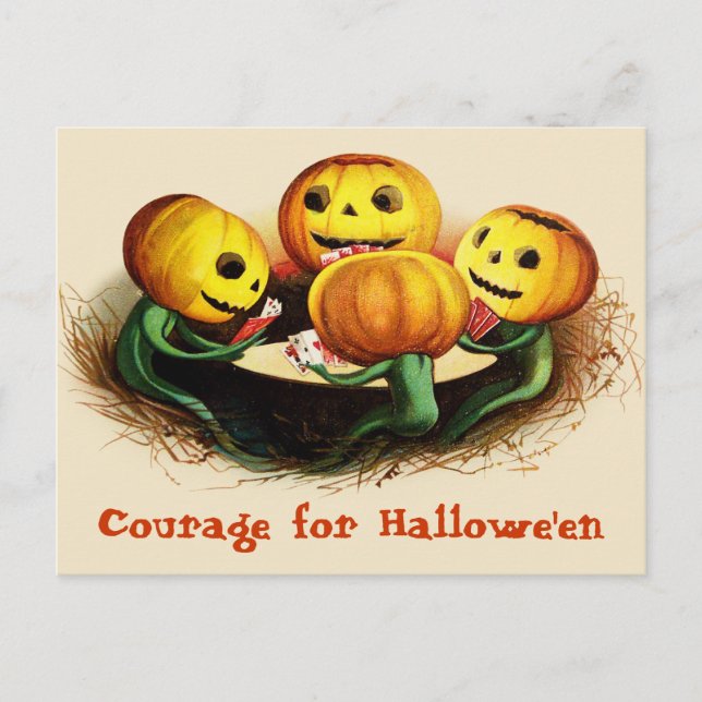 Pumpkins at Cards Vintage Halloween Postcard (Front)
