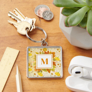 Pumpkins Autumn Fall Harvest Pattern Keychain