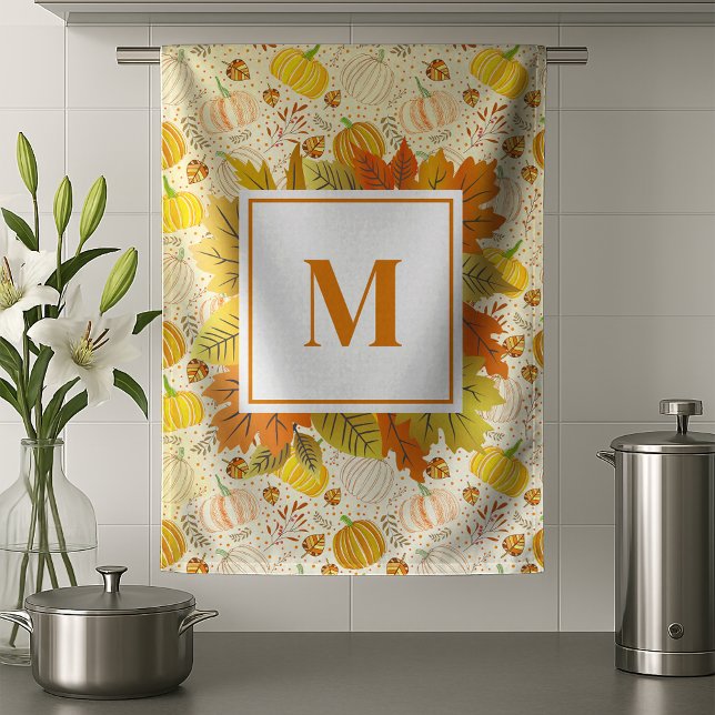 Pumpkins Autumn Fall Harvest Pattern Kitchen Towel (Creator Uploaded)