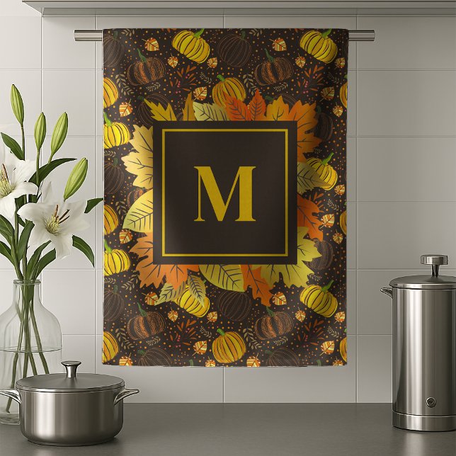 Pumpkins Autumn Fall Harvest Pattern Kitchen Towel (Creator Uploaded)