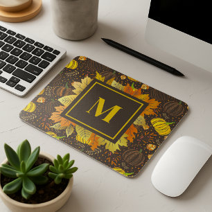 Pumpkins Autumn Fall Harvest Pattern Mouse Pad