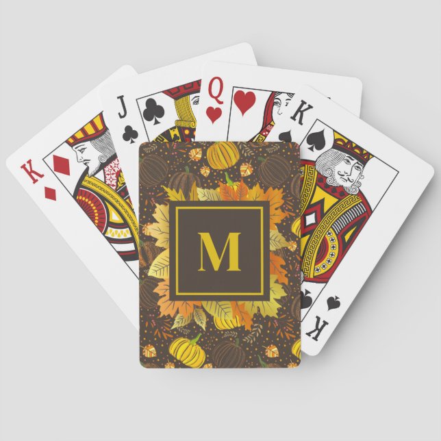 Pumpkins Autumn Fall Harvest Pattern Playing Cards (Back)