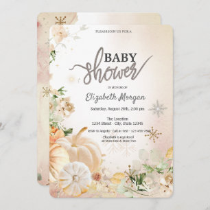 Pumpkins Boho Flowers Snowflakes Baby Shower   Invitation