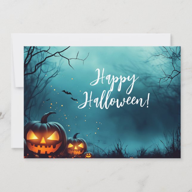 Pumpkins by Night Halloween Greeting Card (Front)