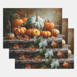 Pumpkins colorés et feuilles Vintage Decoupage
