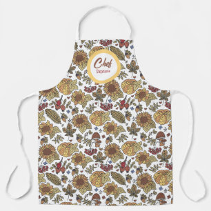 Pumpkins Corn &  Sunflowers , Personalized Chefs  Apron