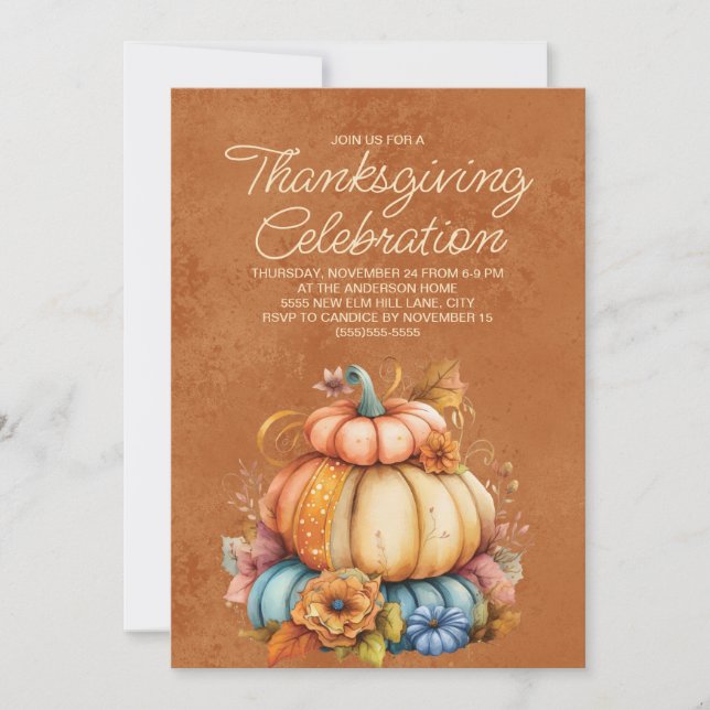 Pumpkins Cozy Rustic Boho Thanksgiving  (Front)