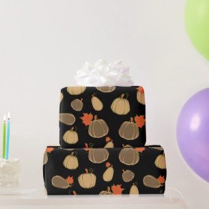 Pumpkins Cream Orange Harvest pattern Wrapping Paper