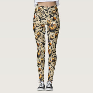 Pumpkins, Crows, and Bats Halloween Pattern (2) Leggings