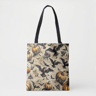Pumpkins, Crows, and Bats Halloween Pattern (2) Tote Bag