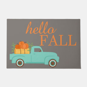 Pumpkins Cute Truck Family Name Hello Fall Welcome Doormat