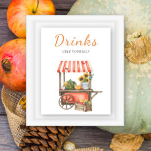 Pumpkins fall baby shower - drinks poster