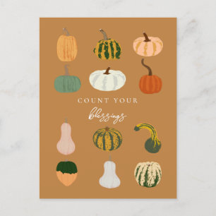 Pumpkins Fall Count Your Blessings Postcard