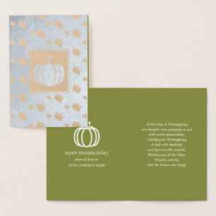 Pumpkins & Falling Leaves Thanksgiving Luxury Foil Card