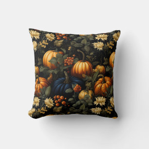 Pumpkins Floral Art Throw Pillow