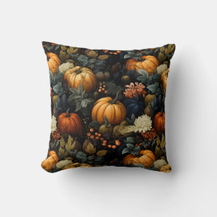 Pumpkins Floral Art Throw Pillow