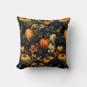 Pumpkins Floral Art Throw Pillow