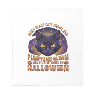 Pumpkins Gleam Halloween Black Cat Falling Leaves_ Notepad