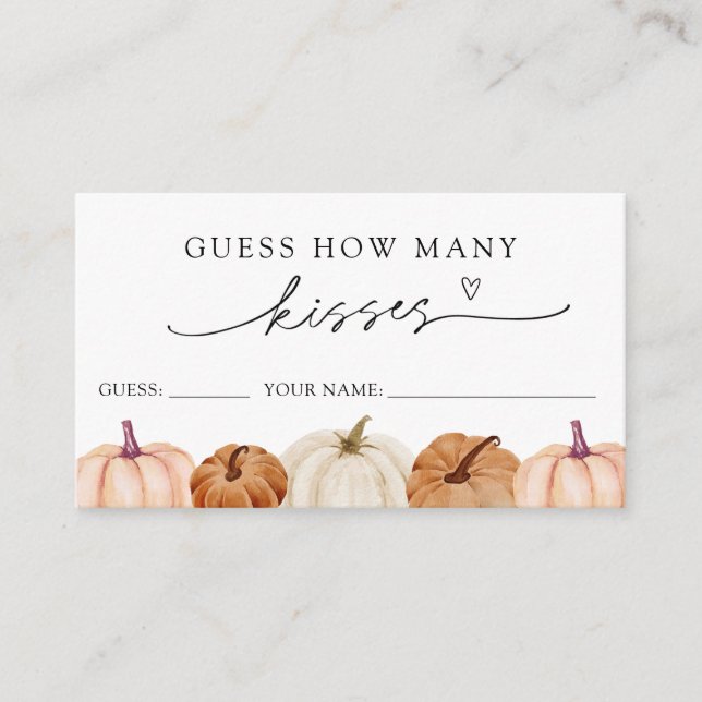 Pumpkins Guess How Many Kisses Game Card (Front)