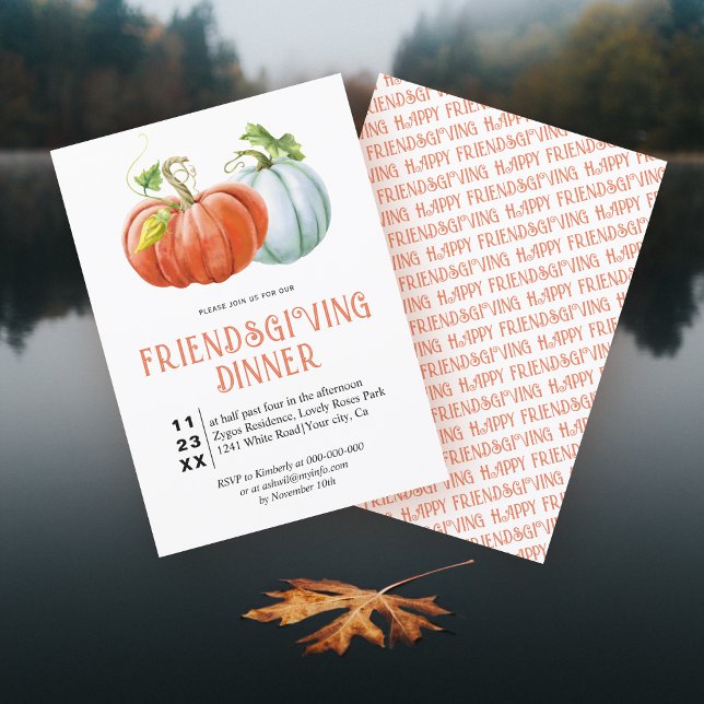 Pumpkins Happy Friendsgiving burnt orange Invitati Invitation (Creator Uploaded)