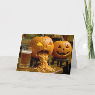 Pumpkins In a Bar Halloween Birthday Humour Card