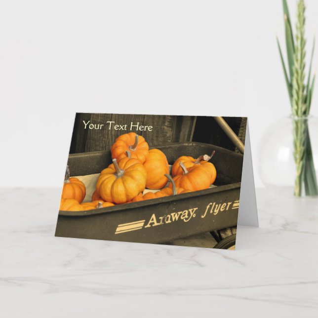 Pumpkins In Wagon Partial Colour Nature Photo Card (Front)