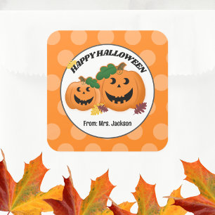 Pumpkins Jack O' Lantern Fall Halloween Favour  Square Sticker