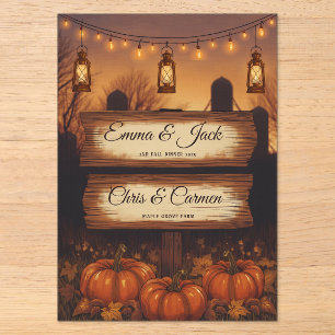 Pumpkins & Lanterns Fall Wedding Acrylic Invitations